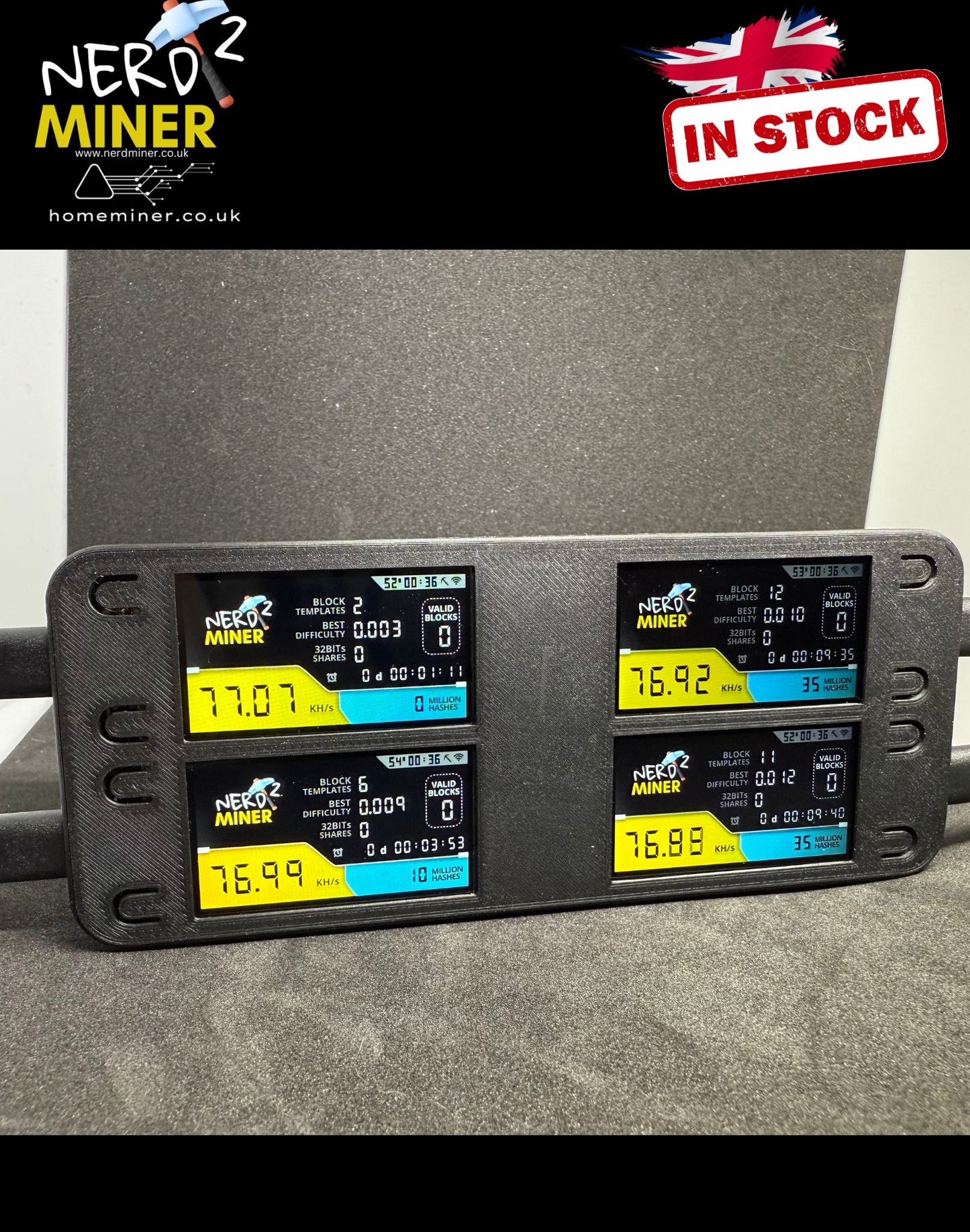 NerdMiner V2 Quattro Bitcoin Solo Miner – 4x Desktop Mining Device UK STOCK